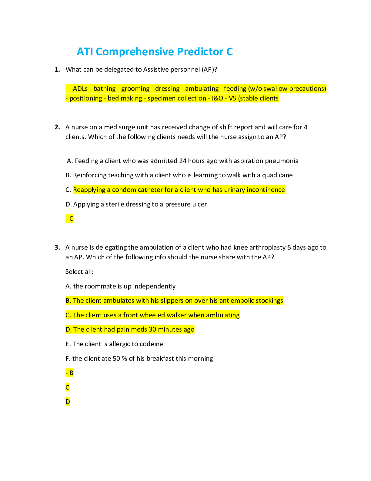 Preview image for ATI Comprehensive Predictor C. Latest 2021